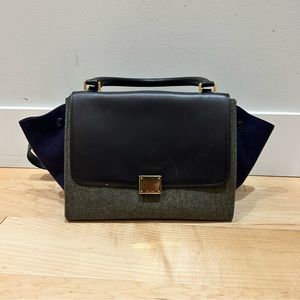 Celine Small Trapeze in Leather and Wool
